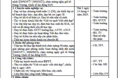 Kế hoạch hoạt động tuần 29